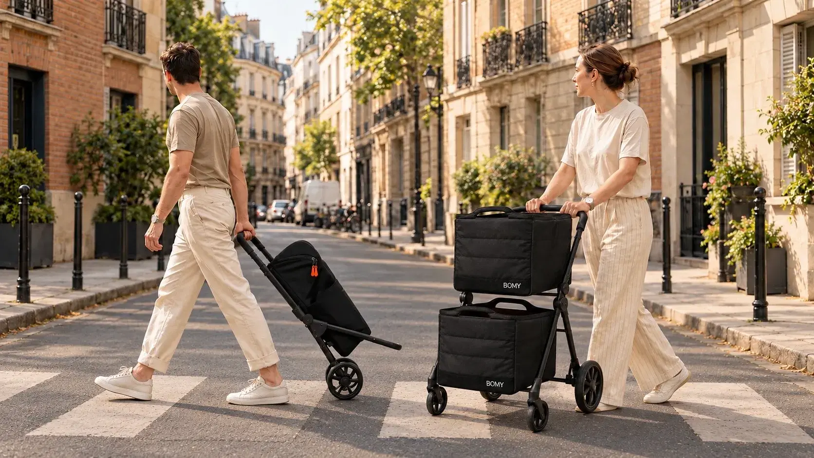 Chariot de courses 2 ou 4 roues : faut-il tirer ou pousser ?